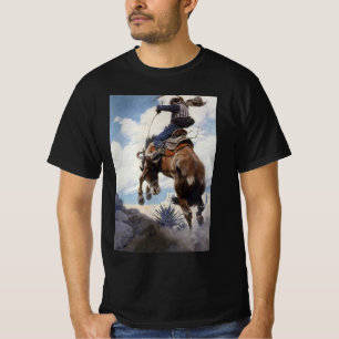 Camiseta Vintage Western Cowboys, Bucking, pelo NC Wyeth