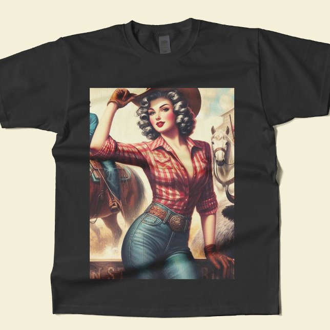 Camiseta Vintage Western Cowgirl (Criador carregado)