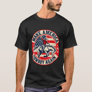 Camiseta Vintage Western Rodeo Usa Flag Torna A América Uma