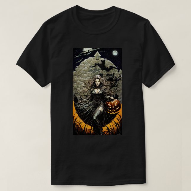 Camiseta Vintage Witch Halloween (Frente do Design)