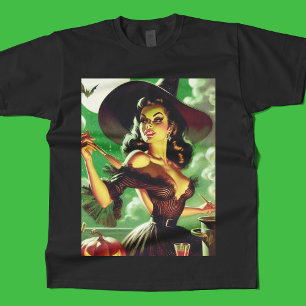 Camiseta Vintage Witch Halloween Pin-Up