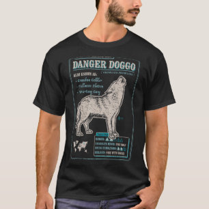Camiseta Vintage Wolf Fact File Danger Doggo Wolf