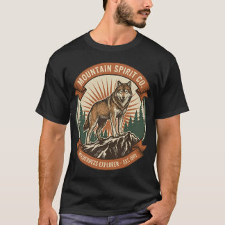 Camiseta Vintage Wolf Mountain Spirit - Wilderness Explorer
