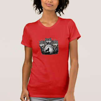 Camiseta Vintage Wolf Pack – Gráfico de Lua Gótica
