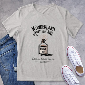 Camiseta Vintage Wonderland Logotipo Apothecary Literário