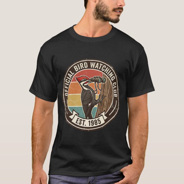 Camiseta Vintage Woodpecker "Bird Watching Club" 1985  (Frente)