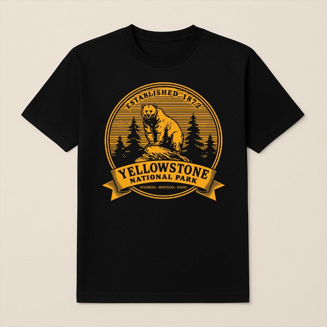 Camiseta Vintage Yellowstone National Park Grizzly Bear (Criador carregado)