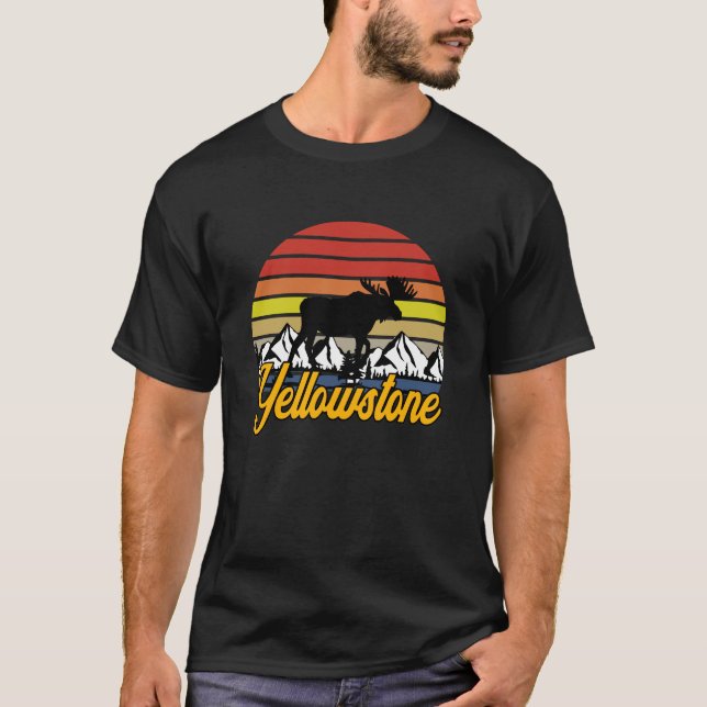 Camiseta Vintage Yellowstone National Park Moose Retro Trav (Frente)