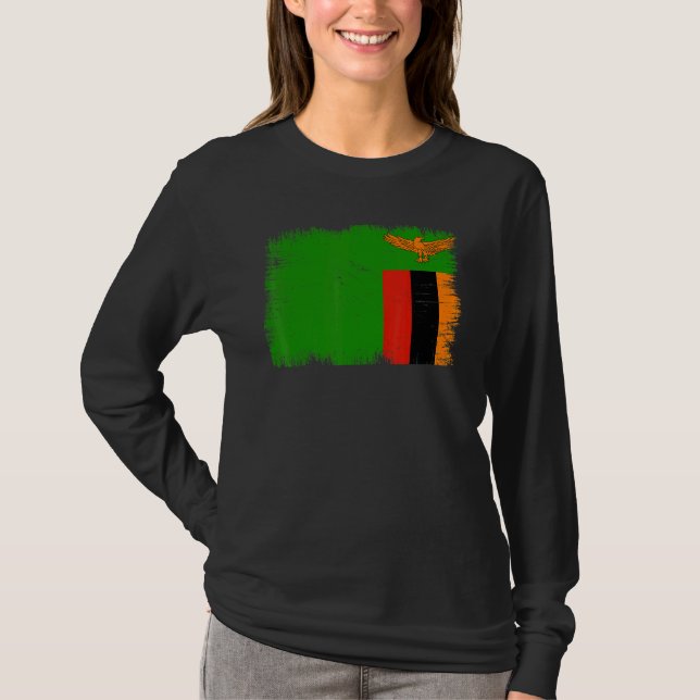 Camiseta Vintage Zambia Flag Zambian Independence Day (Frente)