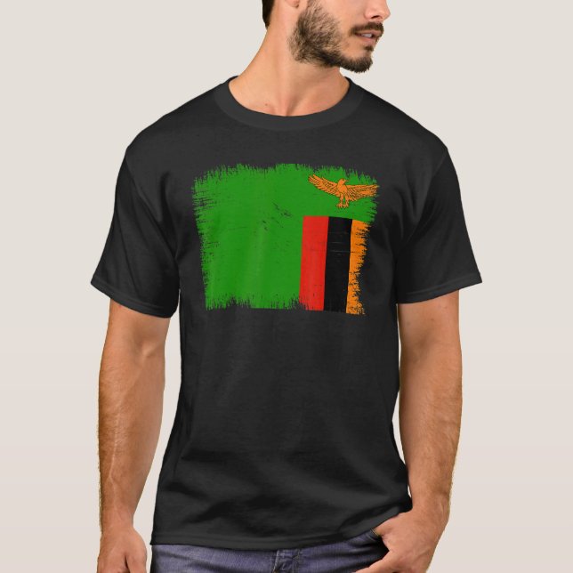 Camiseta Vintage Zambia Flag Zambian Independence Day (Frente)