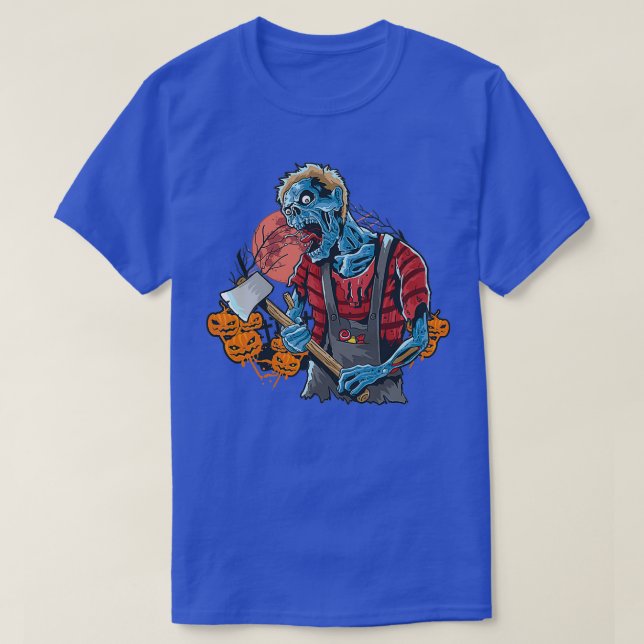 Camiseta Vintage Zombie Com Ax Halloween Jack (Frente do Design)