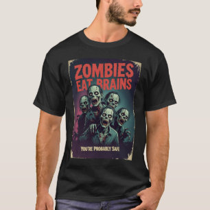 Camiseta Vintage Zombie Movie Tee - Brains Humor Halloween