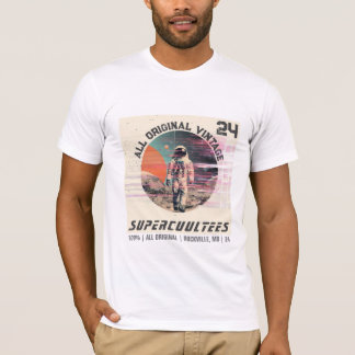 CAMISETA VINTAGEM ASTRONAUTA NO GRÁFICO EXTERIOR