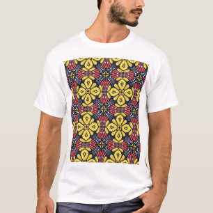 Camiseta Vintagem Clássica: Padrão de Flor Sem Fio