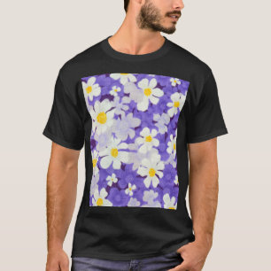 Camiseta Vintagem Colorida: Padrão de Flor Sem Costura