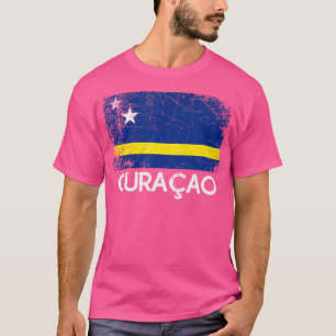 Camiseta Vintagem Da Bandeira Curacaoana Feita Com Presente