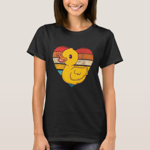 Camiseta Vintagem da Forma Retro Coração dos Patos Cutos