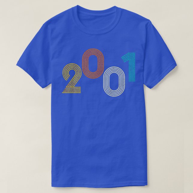Camiseta Vintagem de aniversário retrô 2001 (Frente do Design)