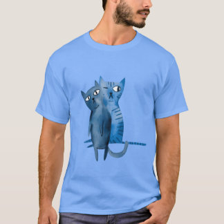 Camiseta Vintagem de dois gatos azuis