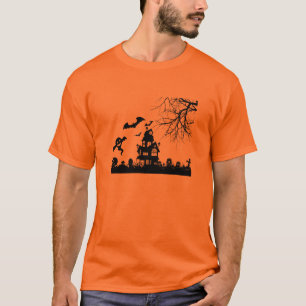 Camiseta Vintagem de Halloween assombrada e design assustad