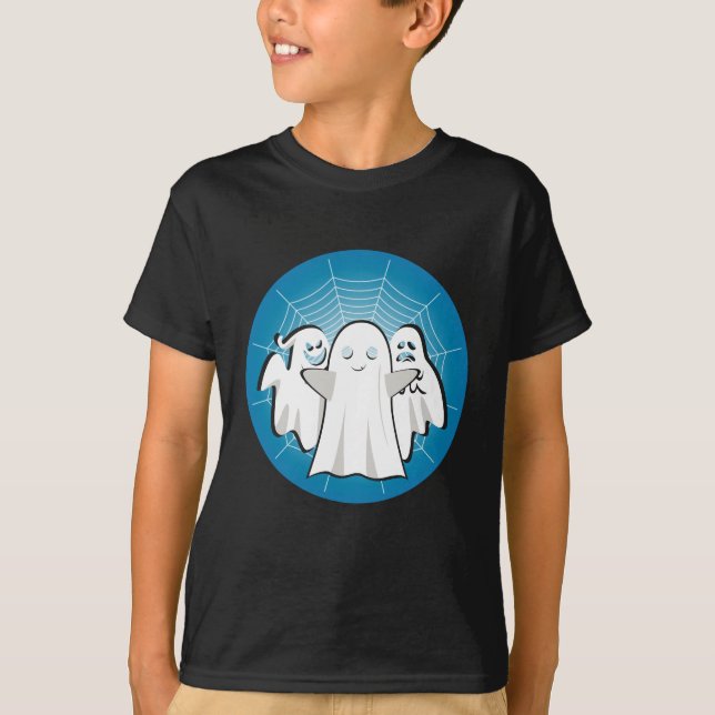 Camiseta Vintagem de Halloween, design assombrada e assusta (Frente)