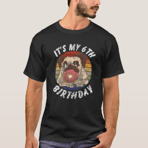 Camiseta Vintagem De Rosquinha E Pug Com 6 Anos De Idade