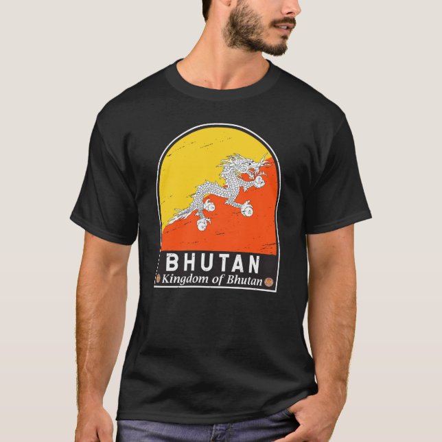 Camiseta Vintagem em Descanso do Sinalizador Butão (Frente)