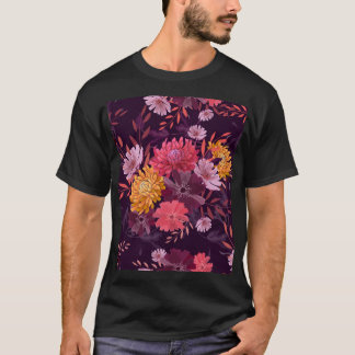 Camiseta Vintagem Floral: Esplendor do Jardim do outono
