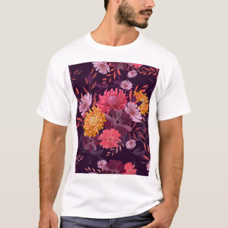 Camiseta Vintagem Floral: Esplendor do Jardim do outono