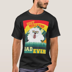 Camiseta Vintagem Gráfica Maltesa Para O Melhor Pai Cão