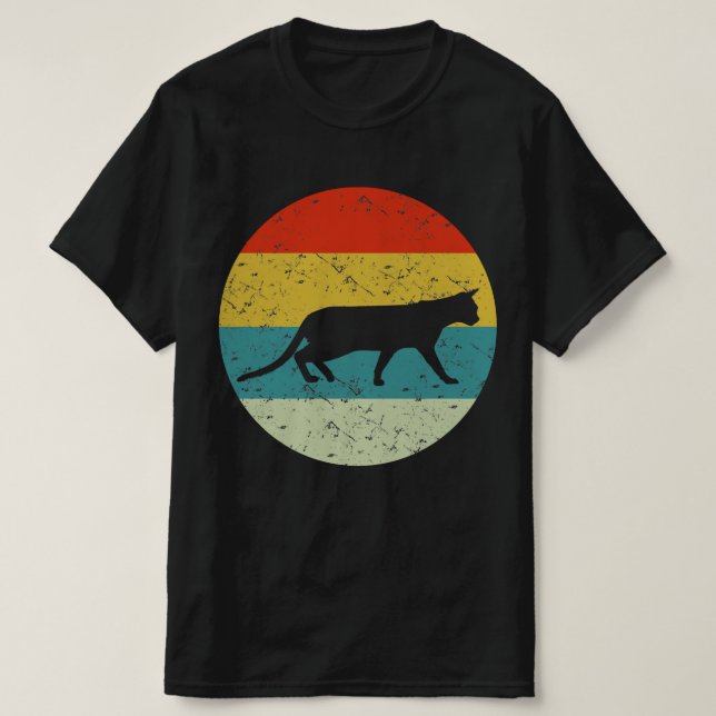 Camiseta vintagem retrógrada do gato bengala (Frente do Design)