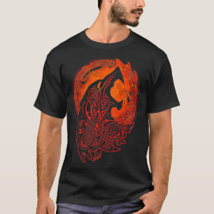 Camiseta VintageVikings mitologia celta fenrir Lobo corre