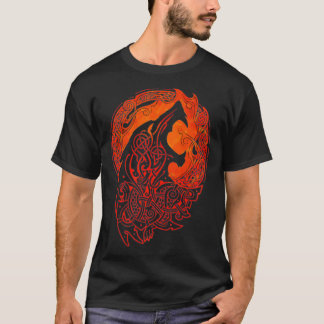 Camiseta VintageVikings mitologia celta fenrir Lobo corre