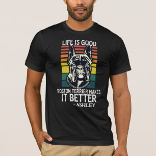 Camiseta Vintear Boston Terrier Estilo retrô Cão