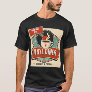 Camiseta Vinyl Diner Records & Coffee – Música Retro