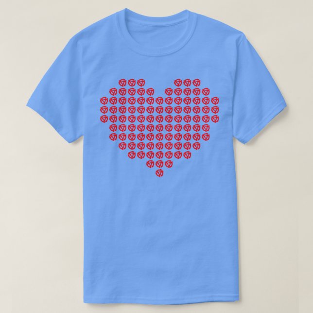 Camiseta Vinyl Heart 45 Spindle Record Red (Frente do Design)