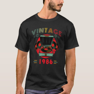 Camiseta Vinyl Lover Birthday for Music Lover e DJ 1986