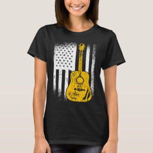 Camiseta Violão Acústico Bandeira Americana