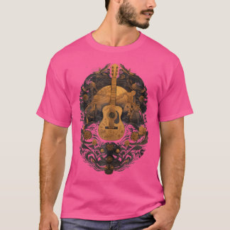 Camiseta Violão Acústico De Cottagecore Com Música Da Natur