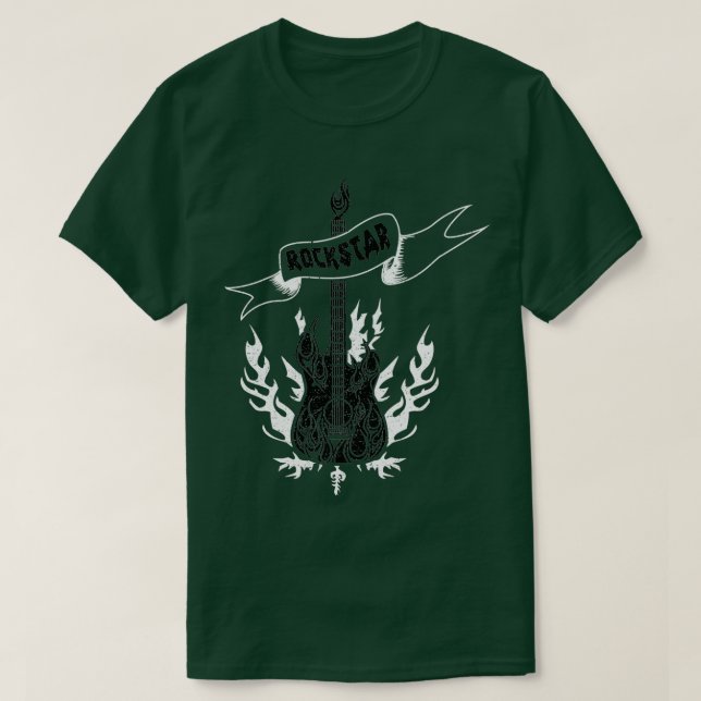 Camiseta Violão de Fogo Rockstar01 (Frente do Design)