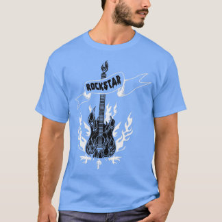Camiseta Violão de Fogo Rockstar01 TSirt Clássico