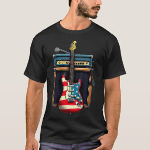 Camiseta Violão de Rock da Bandeira Americana