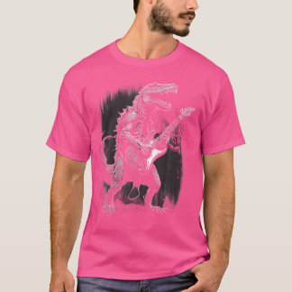 Camiseta Violão Dinossauro legal Tocando Gif Acústico