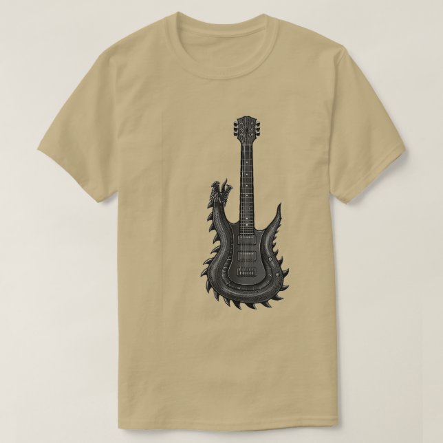 Camiseta Violão Dragão com guitarra Elétrica Rock N Roll B (Frente do Design)