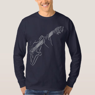 Camiseta Violão e guitarrista. Instrumento Acústico Branco.