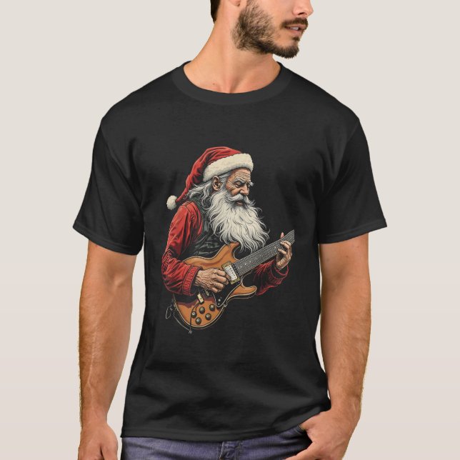 Camiseta Violão elétrico Santa Claus (Frente)