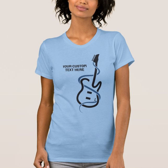Camiseta Violão Estilizado de Texto Personalizado (Frente)