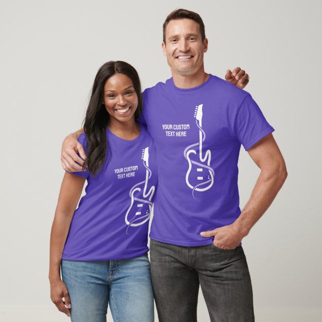 Camiseta Violão Estilizado de Texto Personalizado (Unissex)