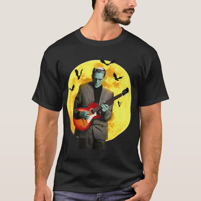 Camiseta Violão Franken Frankenstein Joga Violão Elétrico (Frente)