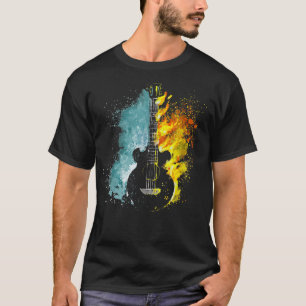 Camiseta Violão-guitarrista, fogueira elétrica e música-gel